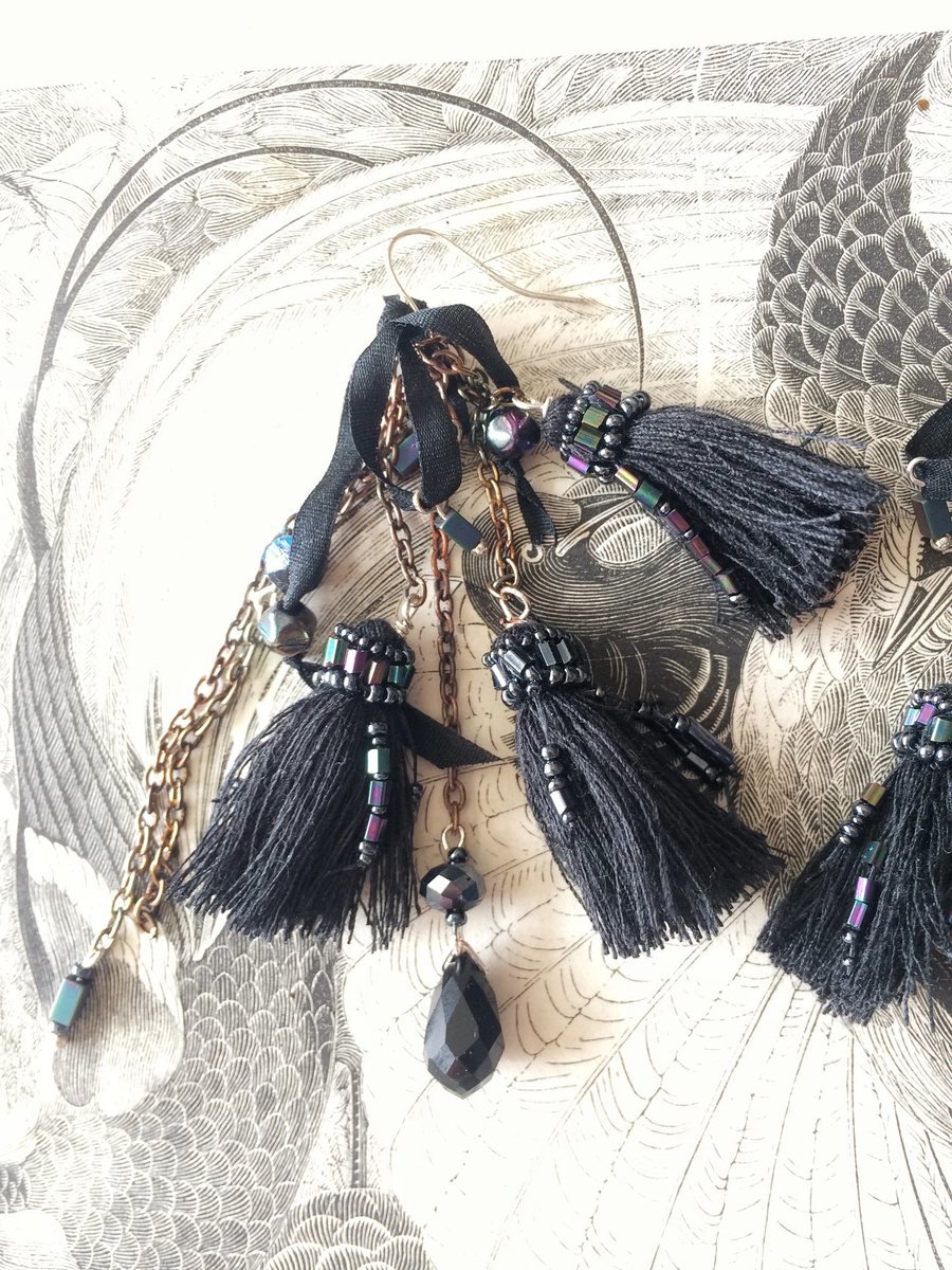 Black Tassle Earrings