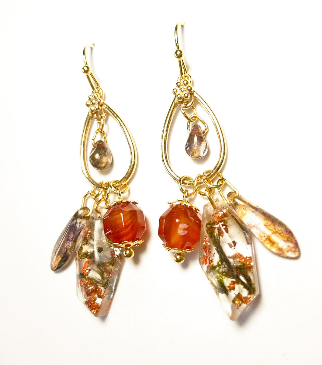 Carnelian orb earrings