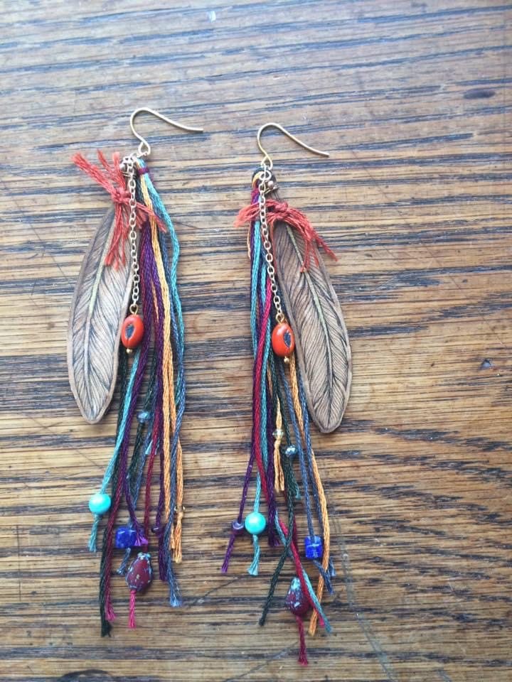 Leather Feather earrings