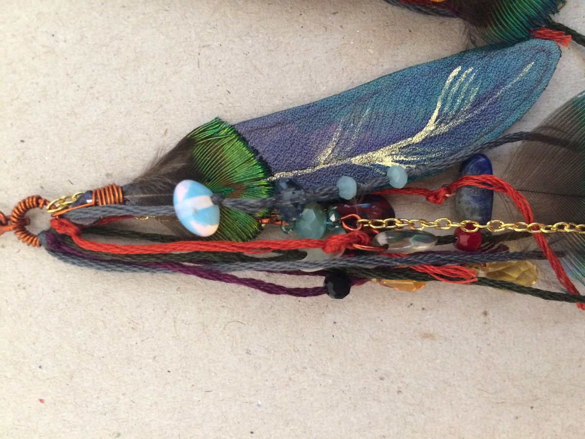  Peacock and Leather Feather earrings