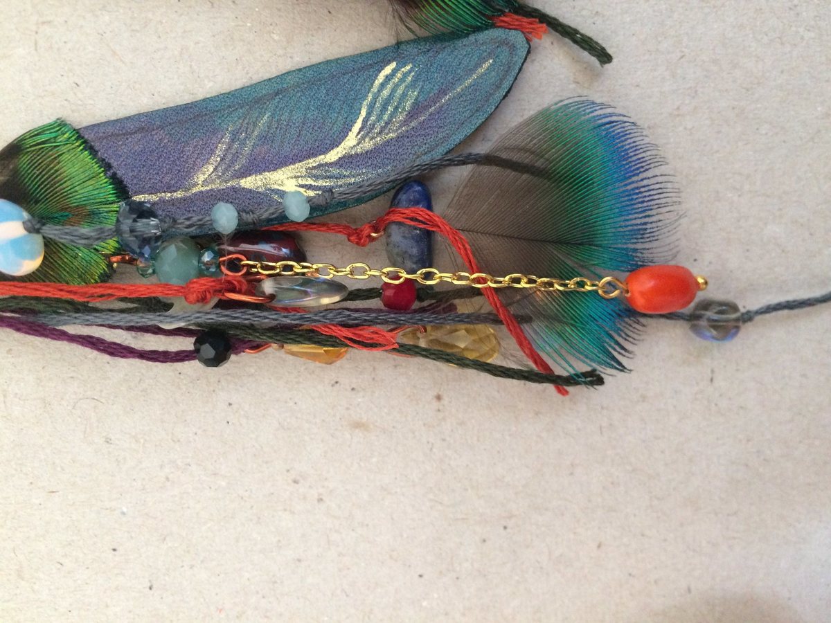  Peacock and Leather Feather earrings