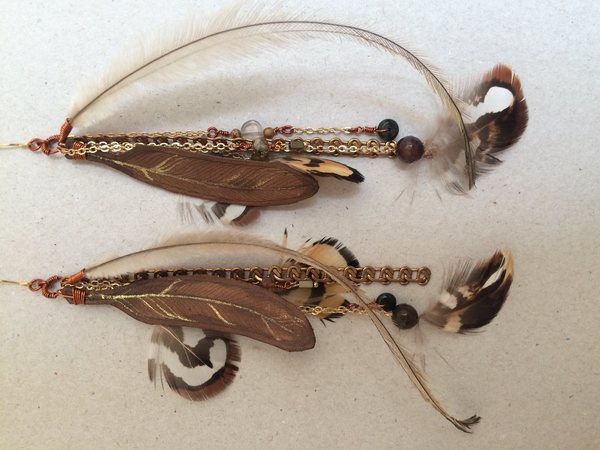 Earthy Leather Feather earrings