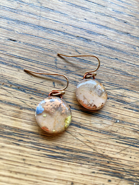 Copper Ink-blot earrings 